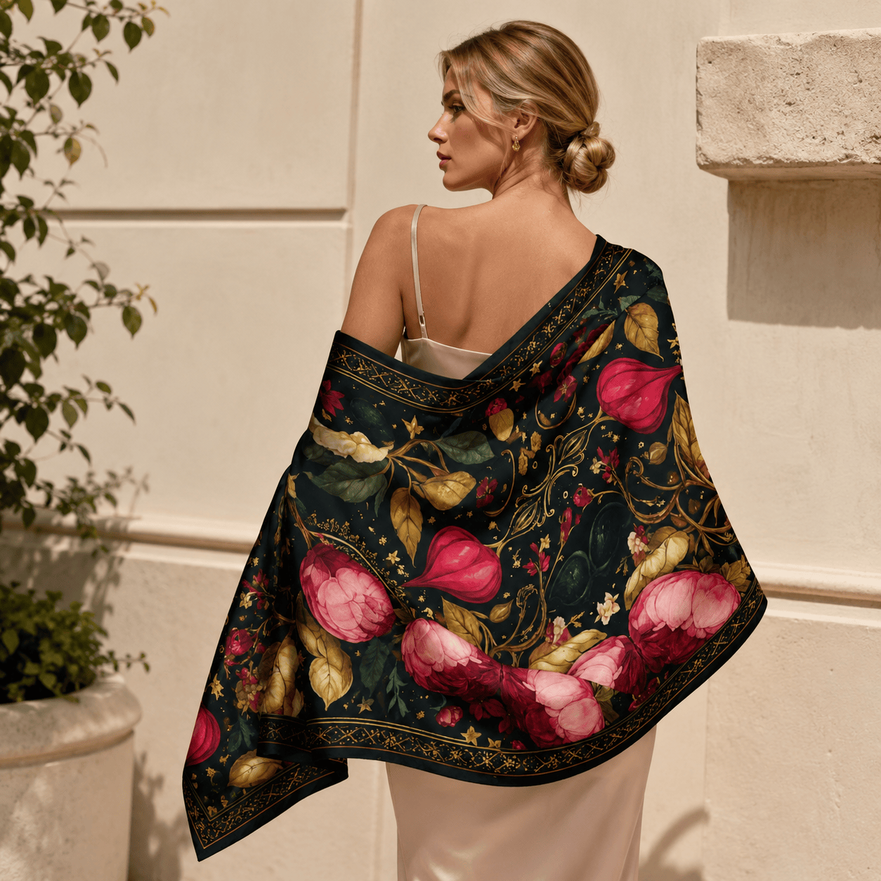 SPIRIT FLOWER SILK LONG LADIES SCARF
