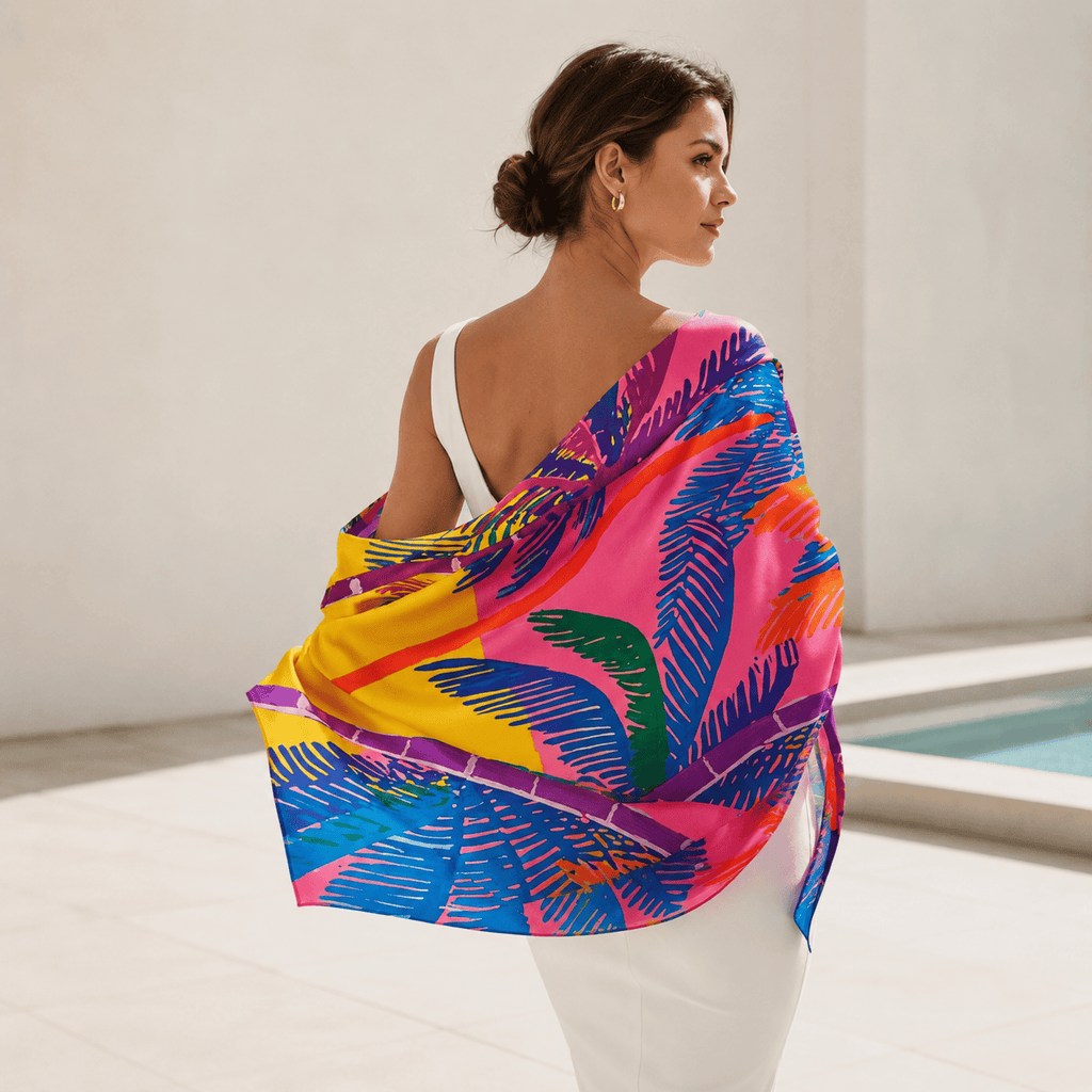 SUNSET PARADISE SILK LONG LADIES SCARF