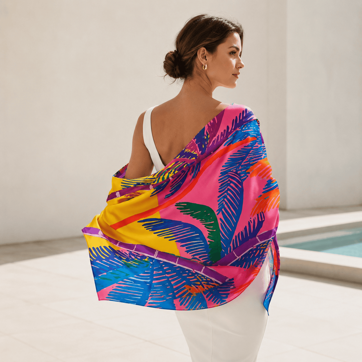 SUNSET PARADISE SILK LONG LADIES SCARF
