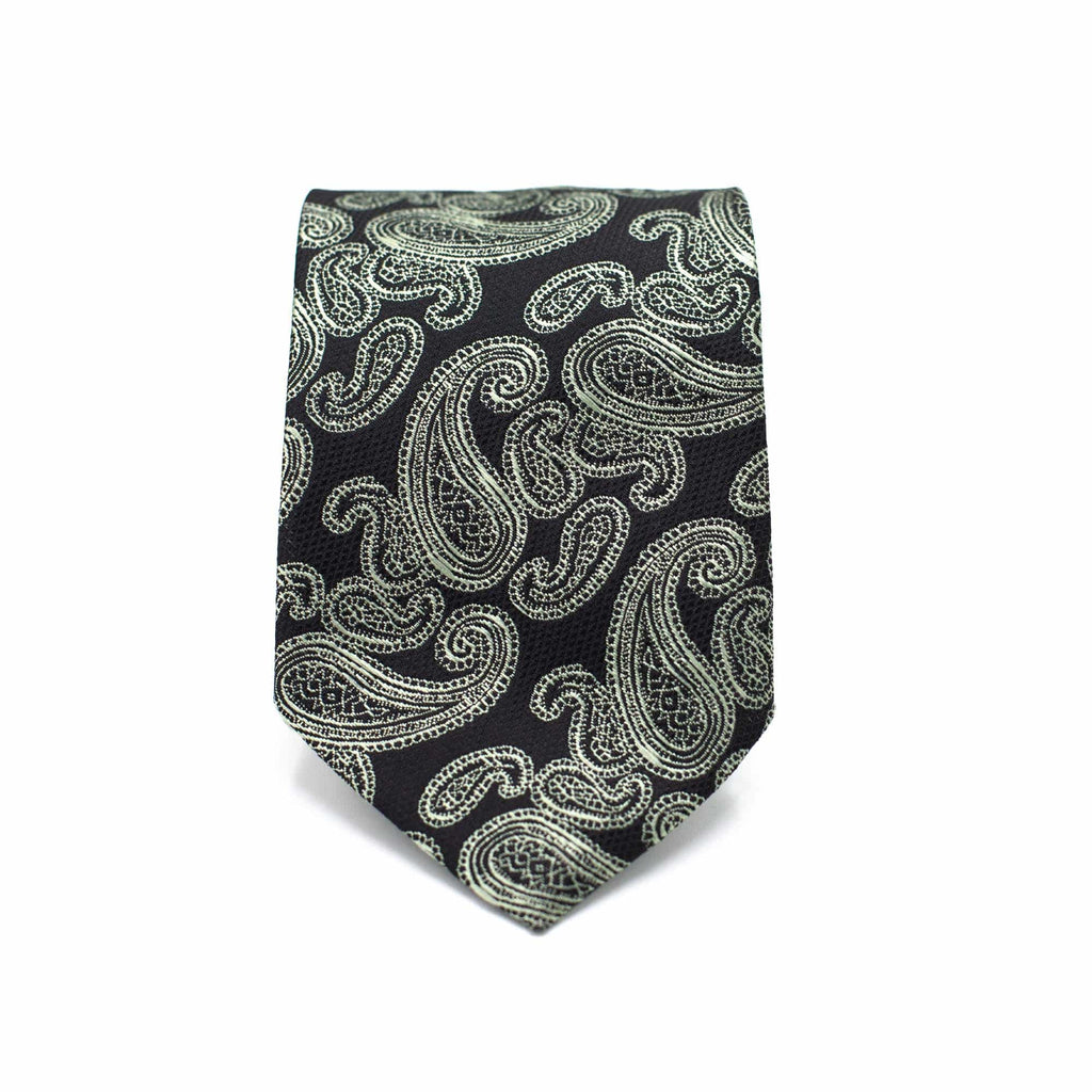 CLASSIC BLACK PAISLEY TIE AND POCKET SQUARE SET