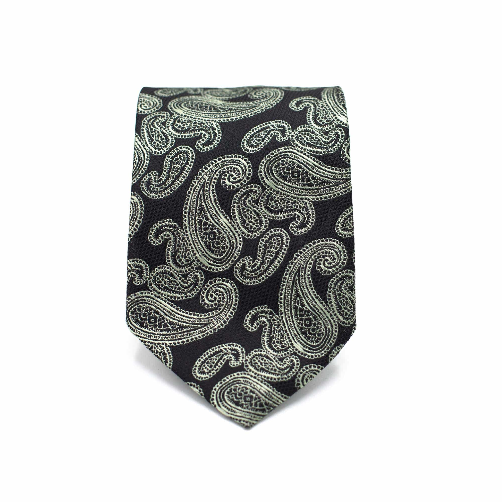 CLASSIC BLACK PAISLEY TIE AND POCKET SQUARE SET