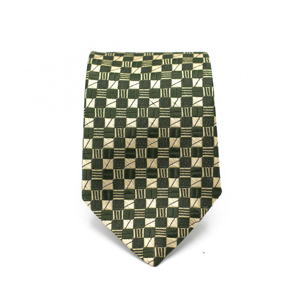 REGAL GREEN CHECKERED TIE AND POCKET SQUARE SET