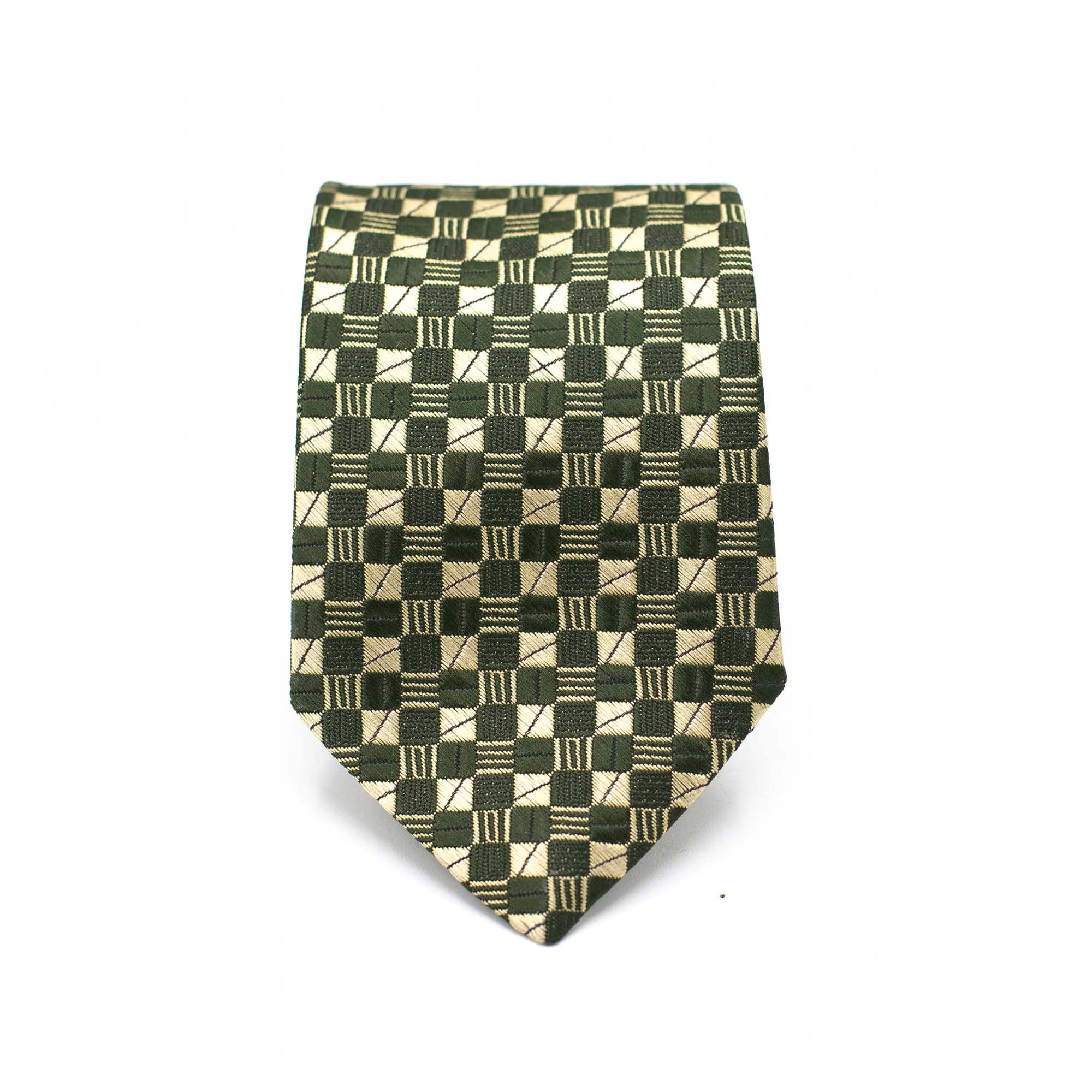 REGAL GREEN CHECKERED TIE AND POCKET SQUARE SET