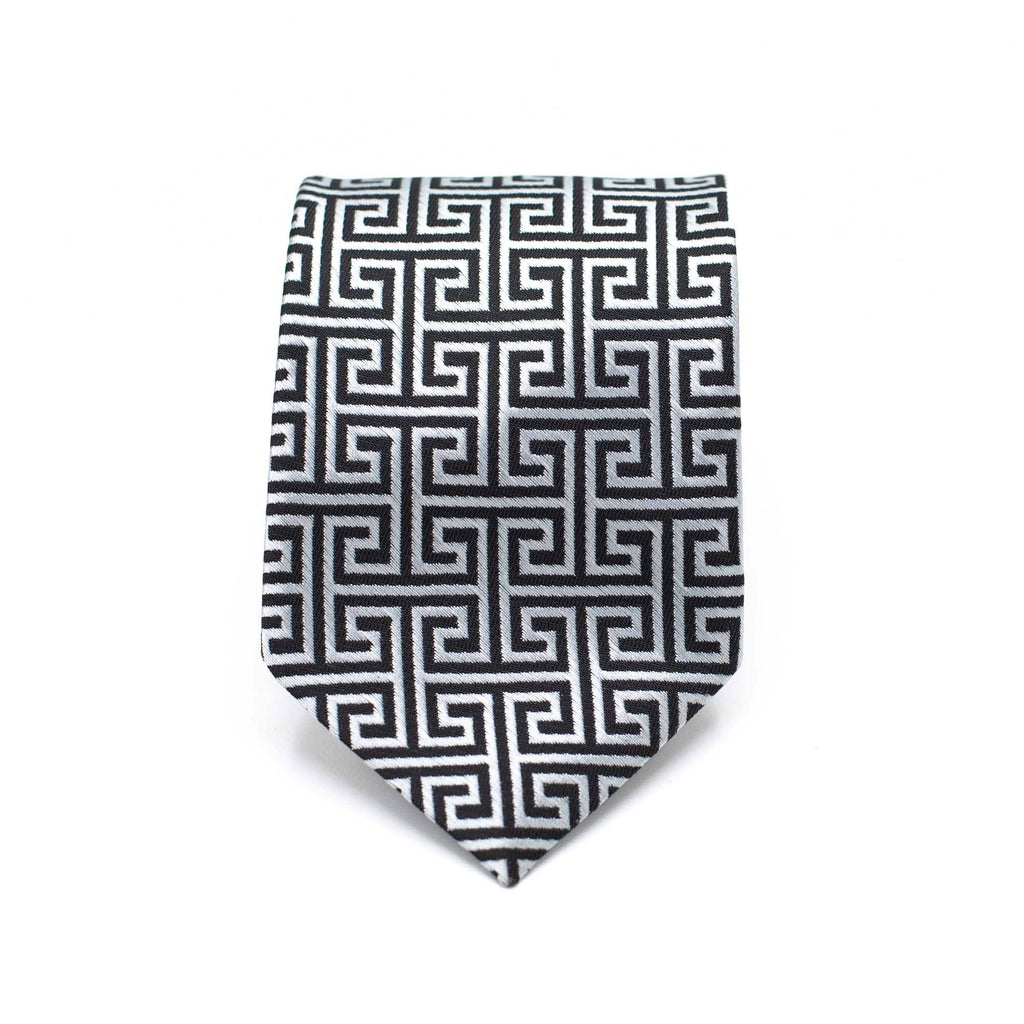 GEOMETRIC PATTERN TIE AND POCKET SQUARE SET