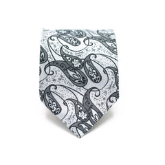 SILVER PAISLEY TIE AND POCKET SQUARE SET