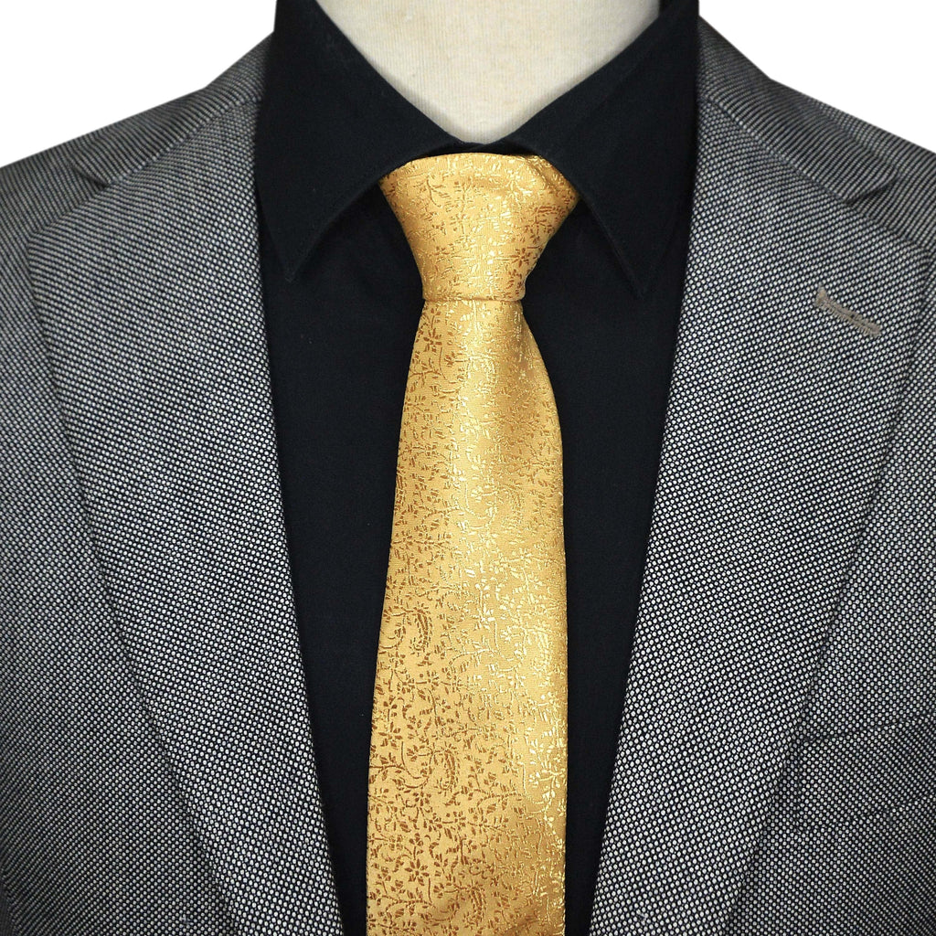 ROYAL YELLOW PAISLEY SELF PRINTED TIE