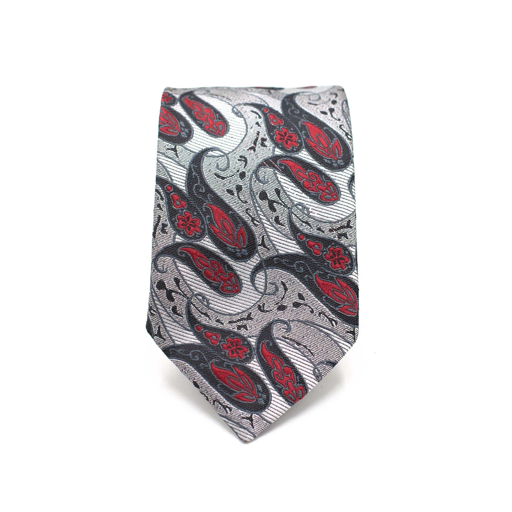 SILVER INFERNO TIE AND POCKET SQUARE SET