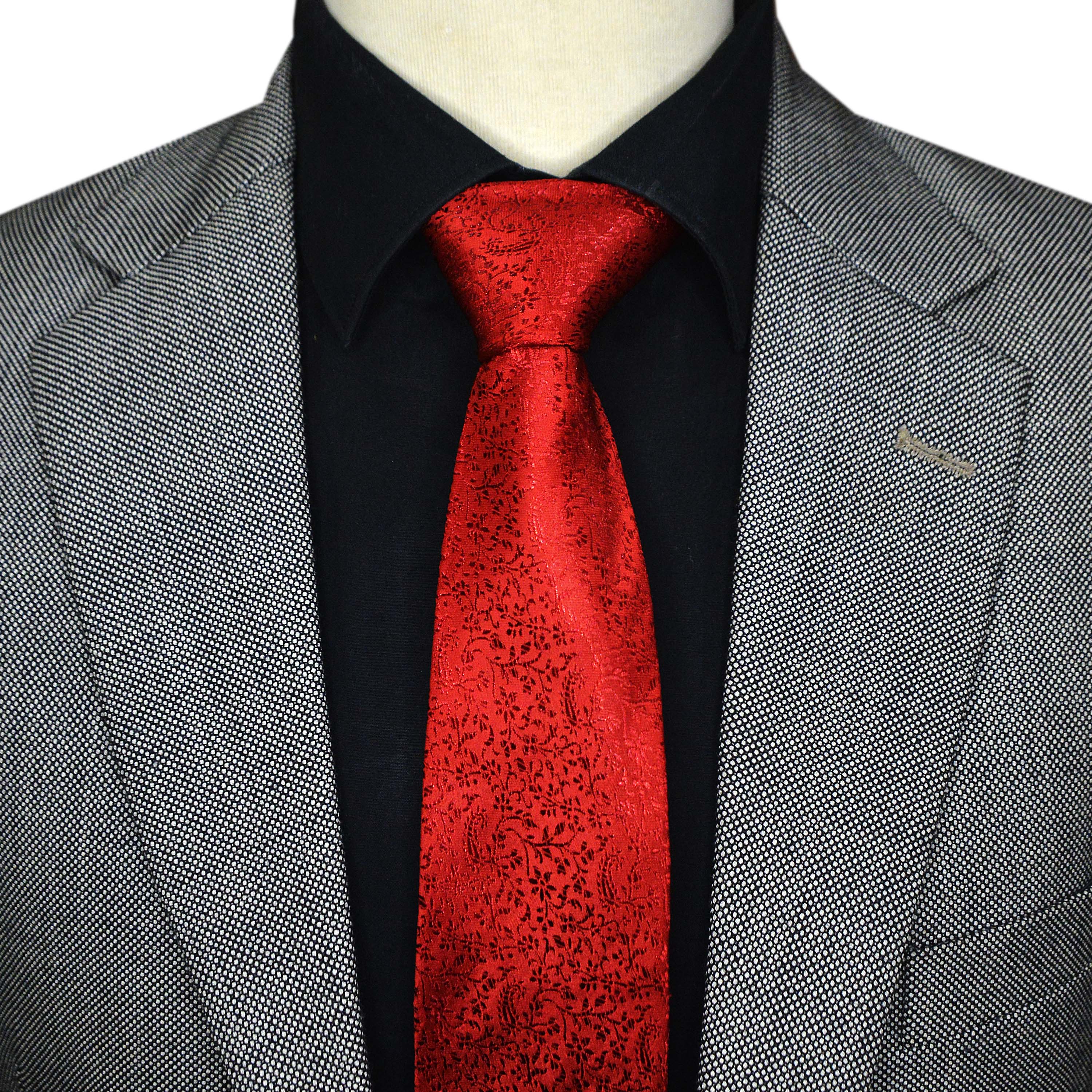 RED VINE PAISLEY SELF PRINTED TIE