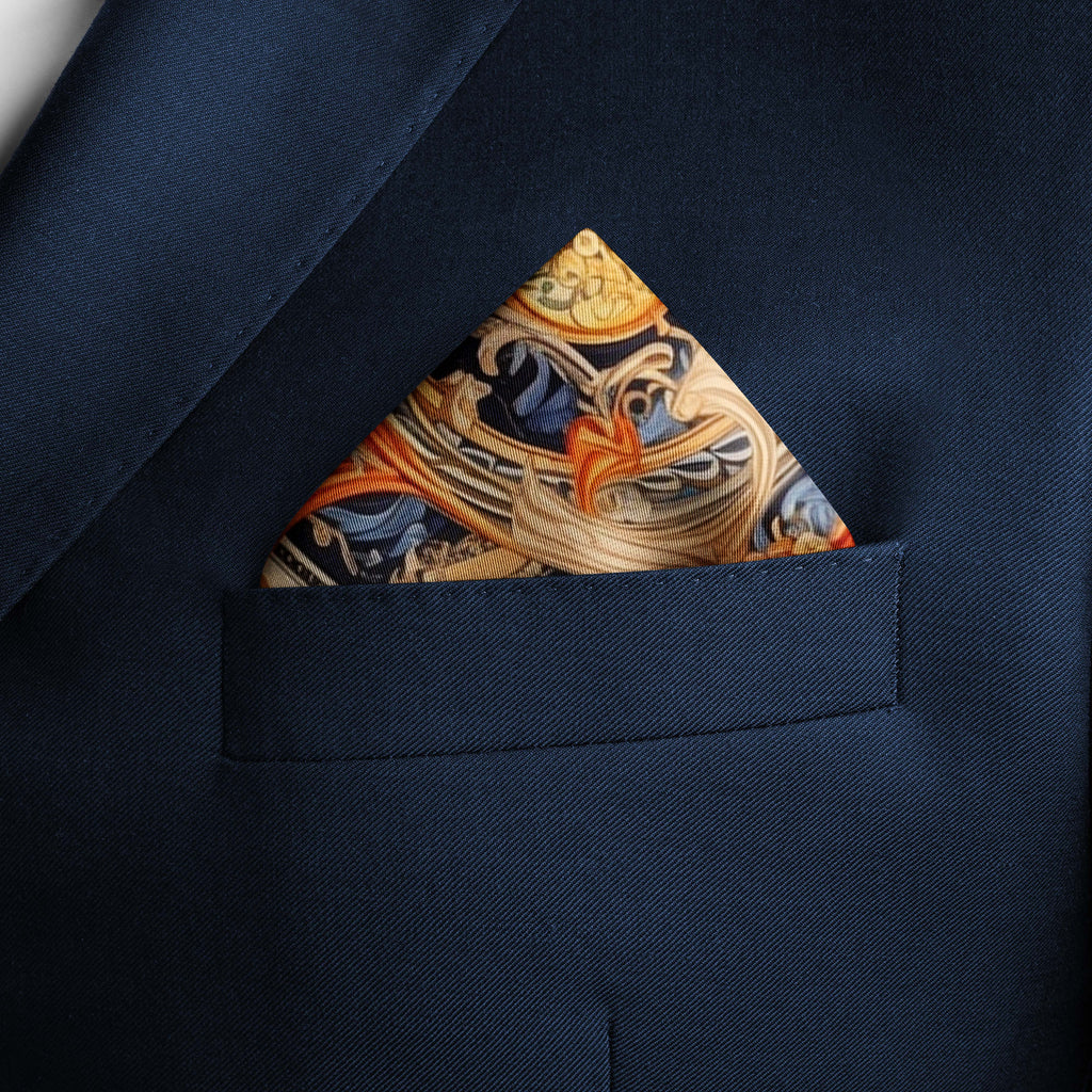 Vintage Pocket Square | Silk Pocket Square | Black Wolf