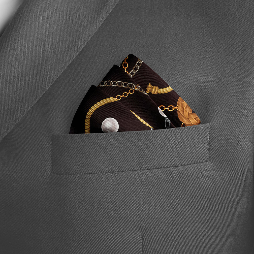 SEAMLESS CHAIN PATTERN SILK POCKET SQUARE
