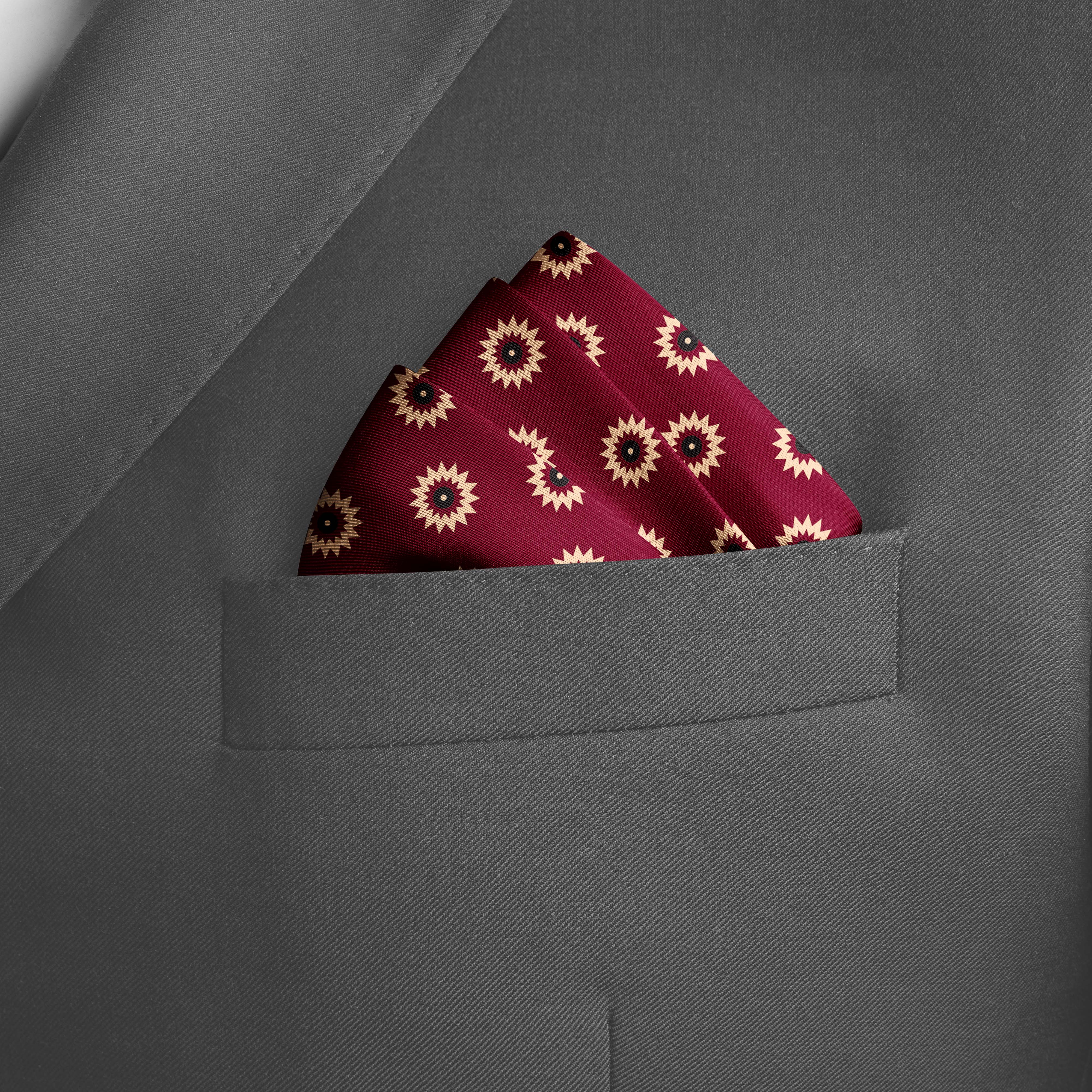 RED REVISABLE SILK POCKET SQUARE