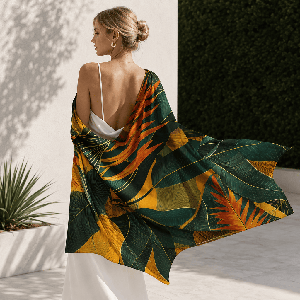 WILD LEAF HORIZON SILK LONG LADIES SCARF